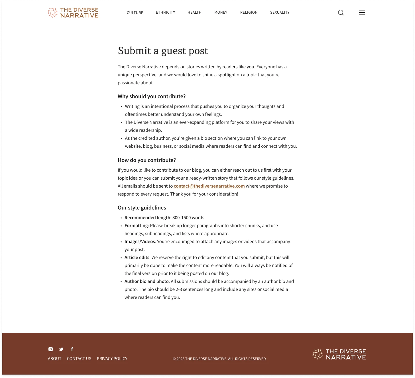 Contribute page – first iteration