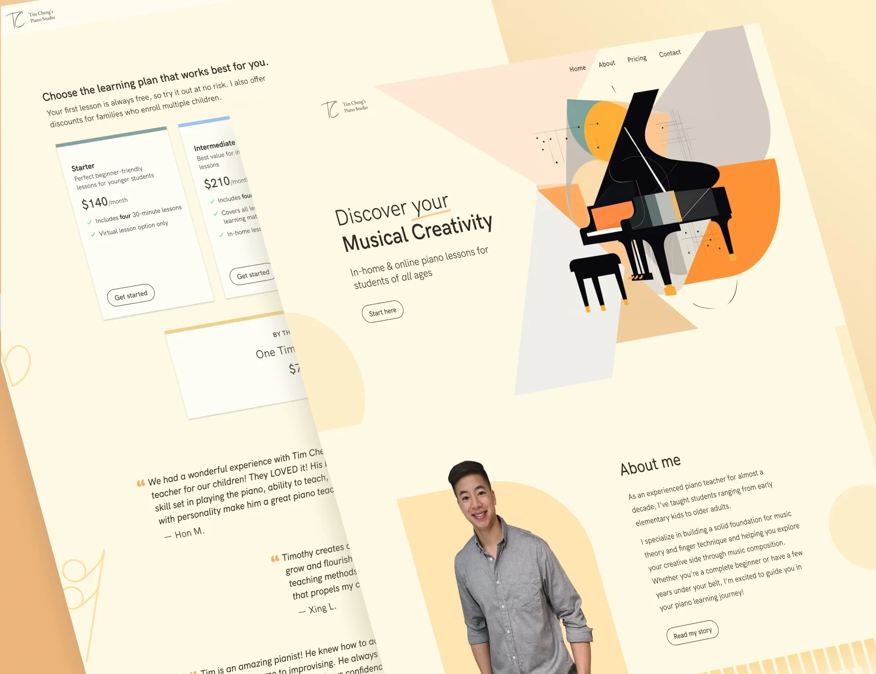 Tim Cheng Music landing pages